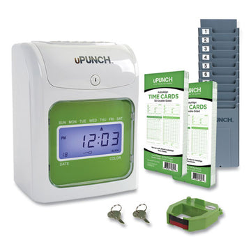 uPunch™ Hn1500 Electronic Non-calculating Time Clock Bundle, Lcd Display, Beige-green freeshipping - TVN Wholesale